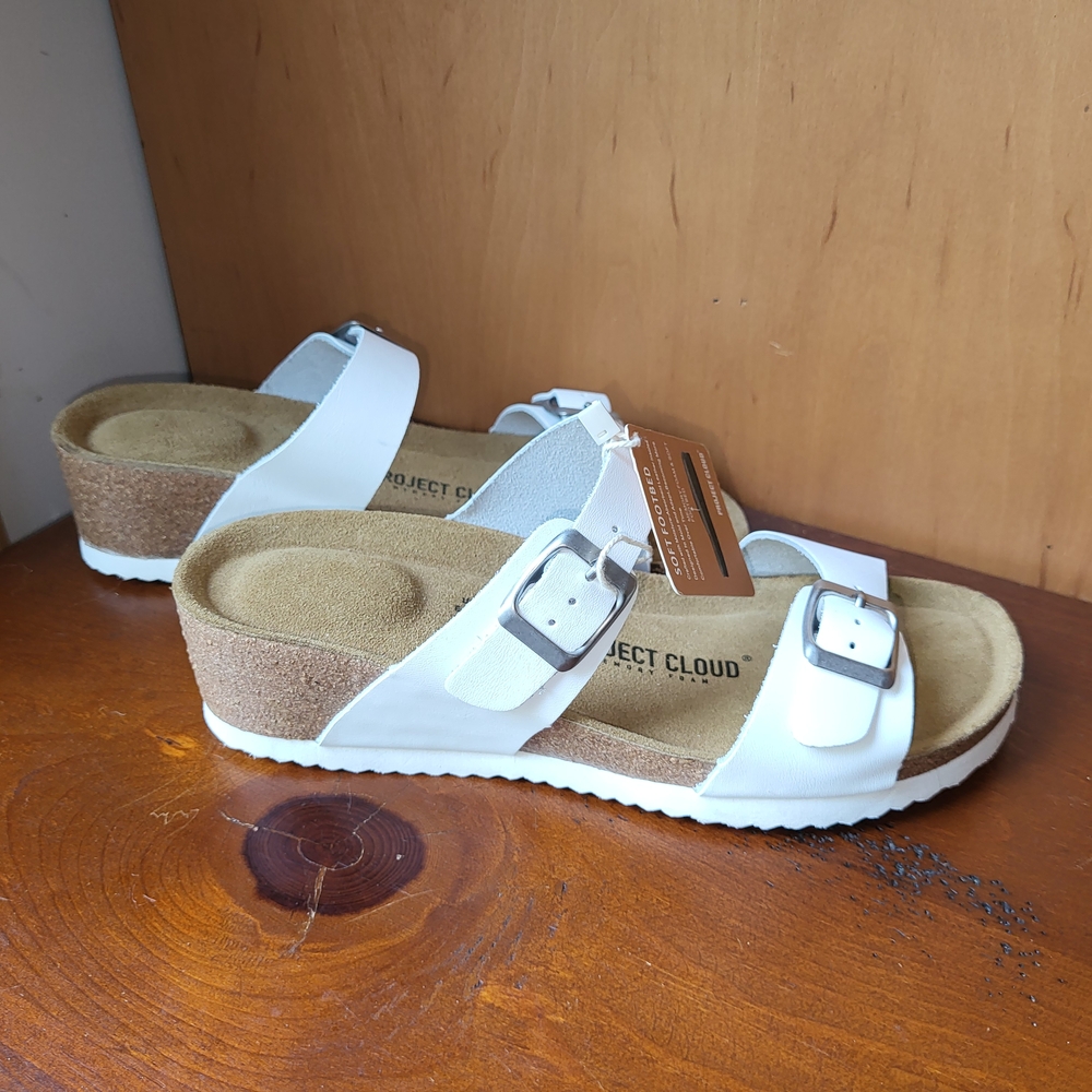 NEW Project Cloud White Leather Women's Sandals - Size 8